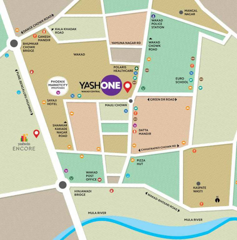 VJ Yashone Wakad Central Location Map